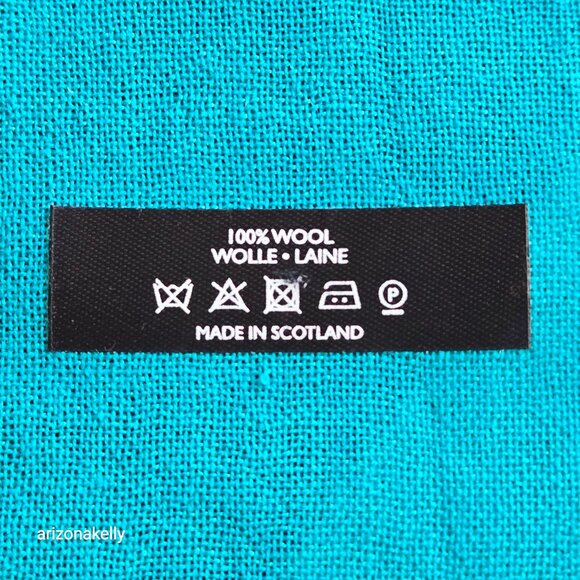 100% Wool Lightweight Checked Scarf Blue White Yellow Made in Scotland - Picture 2 of 12